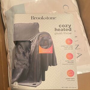 Brookstone Cozy Heated Plush Throw - Charcoal Gray lowest price no offers